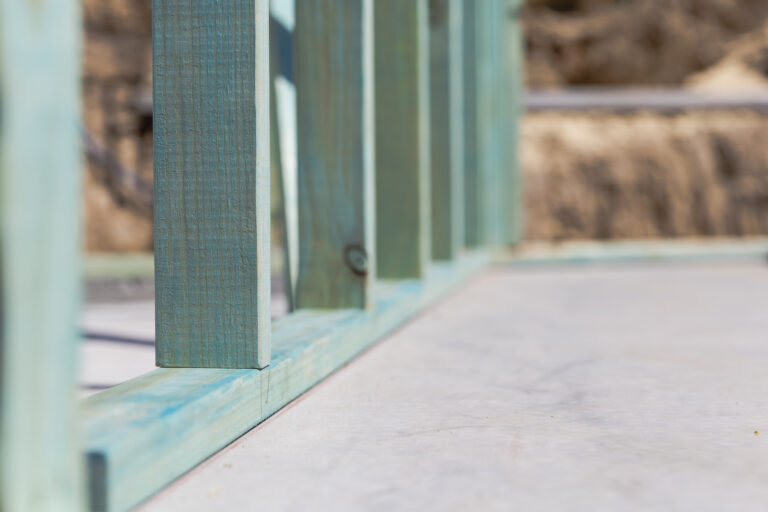 Timber wall frames on new home construction site